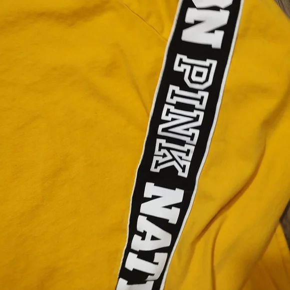 PINK Victoria's Secret Yellow Long Sleeve Tee Size L - Picture 6 of 8